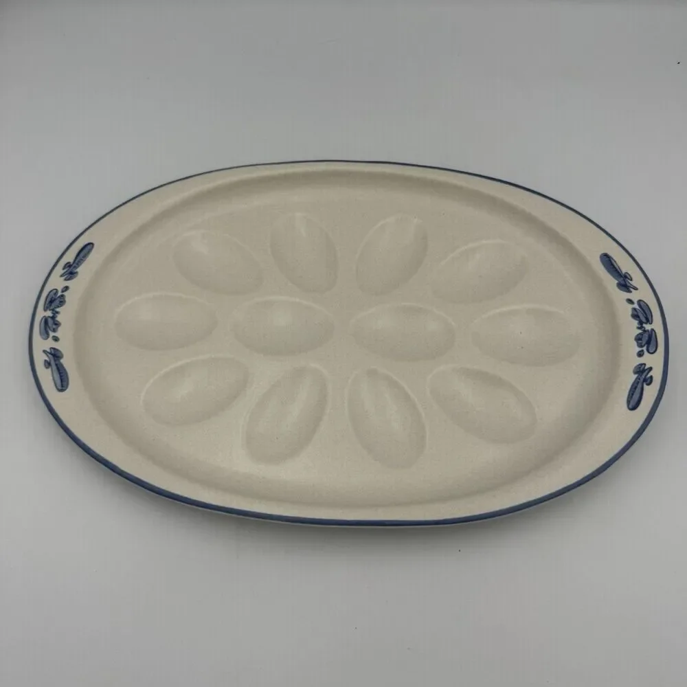 Vintage Pfaltzgraff Yorktowne Deviled Egg Platter Oval 12.5